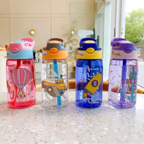 Garrafa Squeeze Infantil Com Canudo Flip Para Meninas Meninos