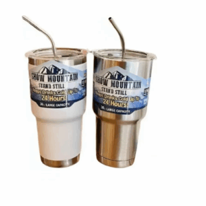 Copo Térmico Magic Mountain Ytong 900ml Com Tampa E Canudo Cor Inox Liso